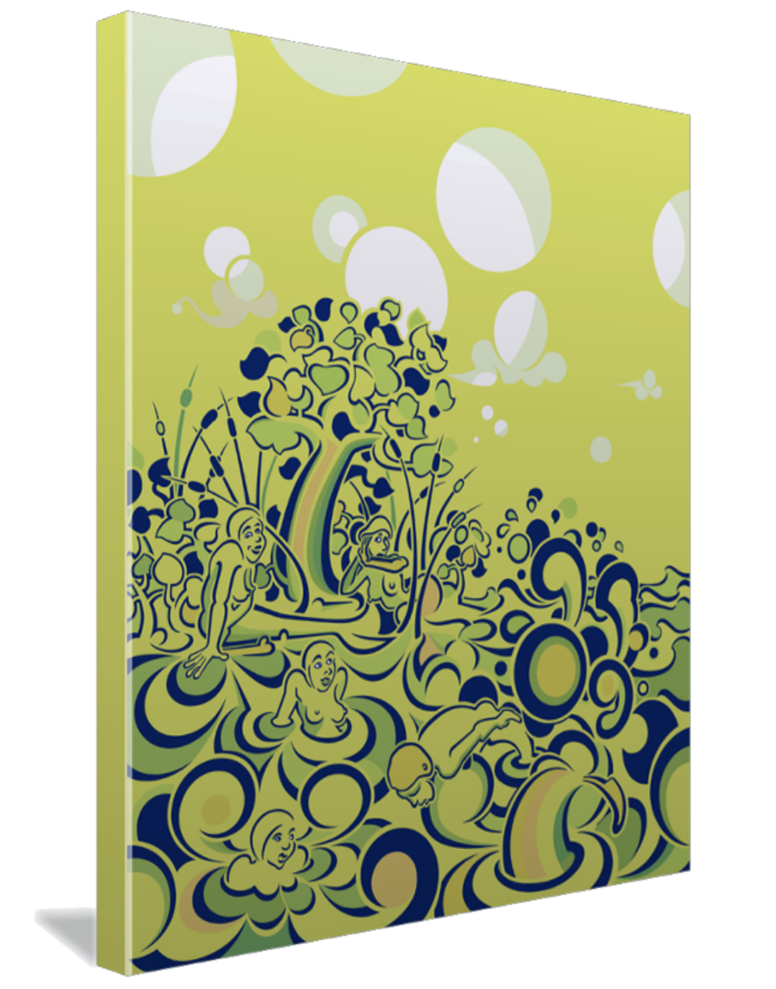 Yellow Mermaids - Vector Print