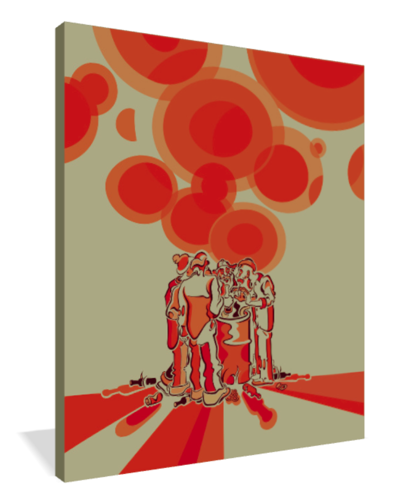 Abner Harris - Hobos (Light) - 3/4 side view displaying the premium texture of giclee canvas, the depth of acrylic glass, or the finish of a high-quality vinyl sticker.