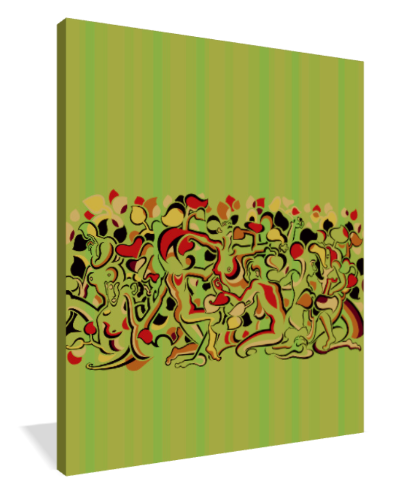 Abner Harris - Lady Stripe (Green) - 3/4 side view displaying the premium texture of giclee canvas, the depth of acrylic glass, or the finish of a high-quality vinyl sticker.