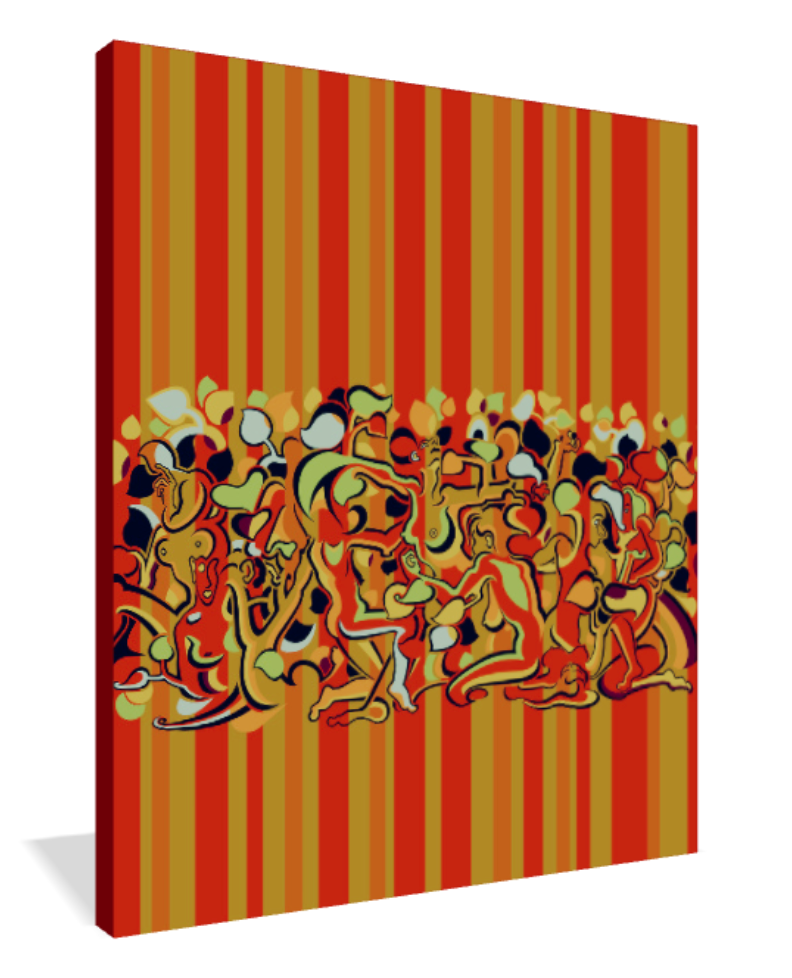 Abner Harris - Lady Stripe (Orange) - 3/4 side view displaying the premium texture of giclee canvas, the depth of acrylic glass, or the finish of a high-quality vinyl sticker.