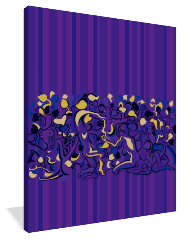 Abner Harris - Lady Stripe (Violet) - 3/4 side view displaying the premium texture of giclee canvas, the depth of acrylic glass, or the finish of a high-quality vinyl sticker.