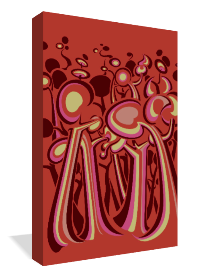 Abner Harris - Little Red Tree Stripe - 3/4 side view displaying the premium texture of giclee canvas, the depth of acrylic glass, or the finish of a high-quality vinyl sticker.