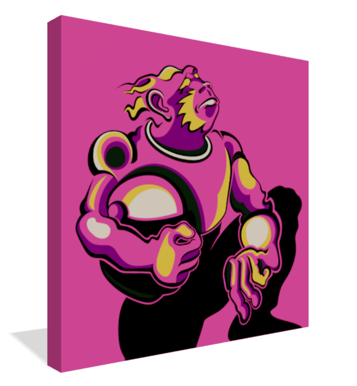 Abner Harris - Noble Ape - 3/4 side view displaying the material depth of giclee canvas, polished acrylic glass, or premium vinyl sticker.