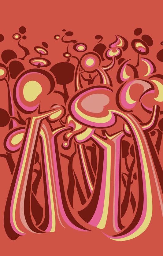 Little Red Tree Stripe - Vector Print