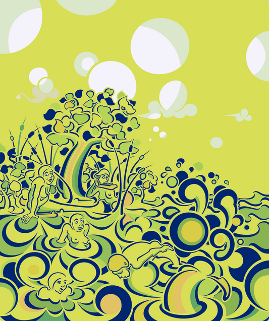 Yellow Mermaids - Vector Print