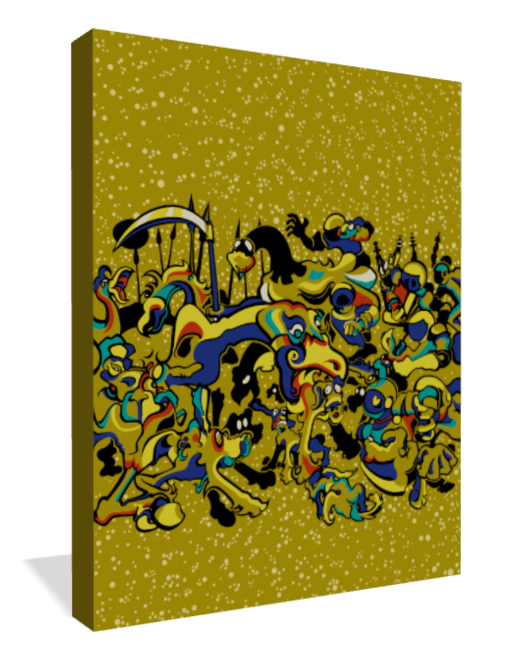 Abner Harris - War (Bile) - 3/4 side view showing depth and gallery wrap edges for giclee canvas, acrylic glass, or vinyl print.