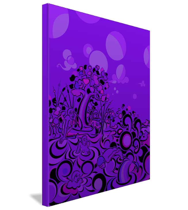 Yellow Mermaids (Violet) - Vector Print